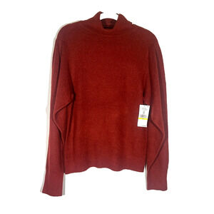 Karen Kane Poof Sleeve Wool Blend Sweater Sandstone Size Medium Rust Red New